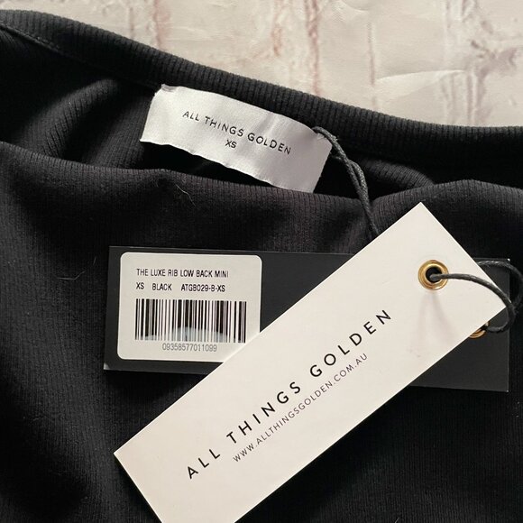 Women's All Things Golden Black The Lux Rib Low Back Mini Sleeveless Dress XS - Picture 10 of 11